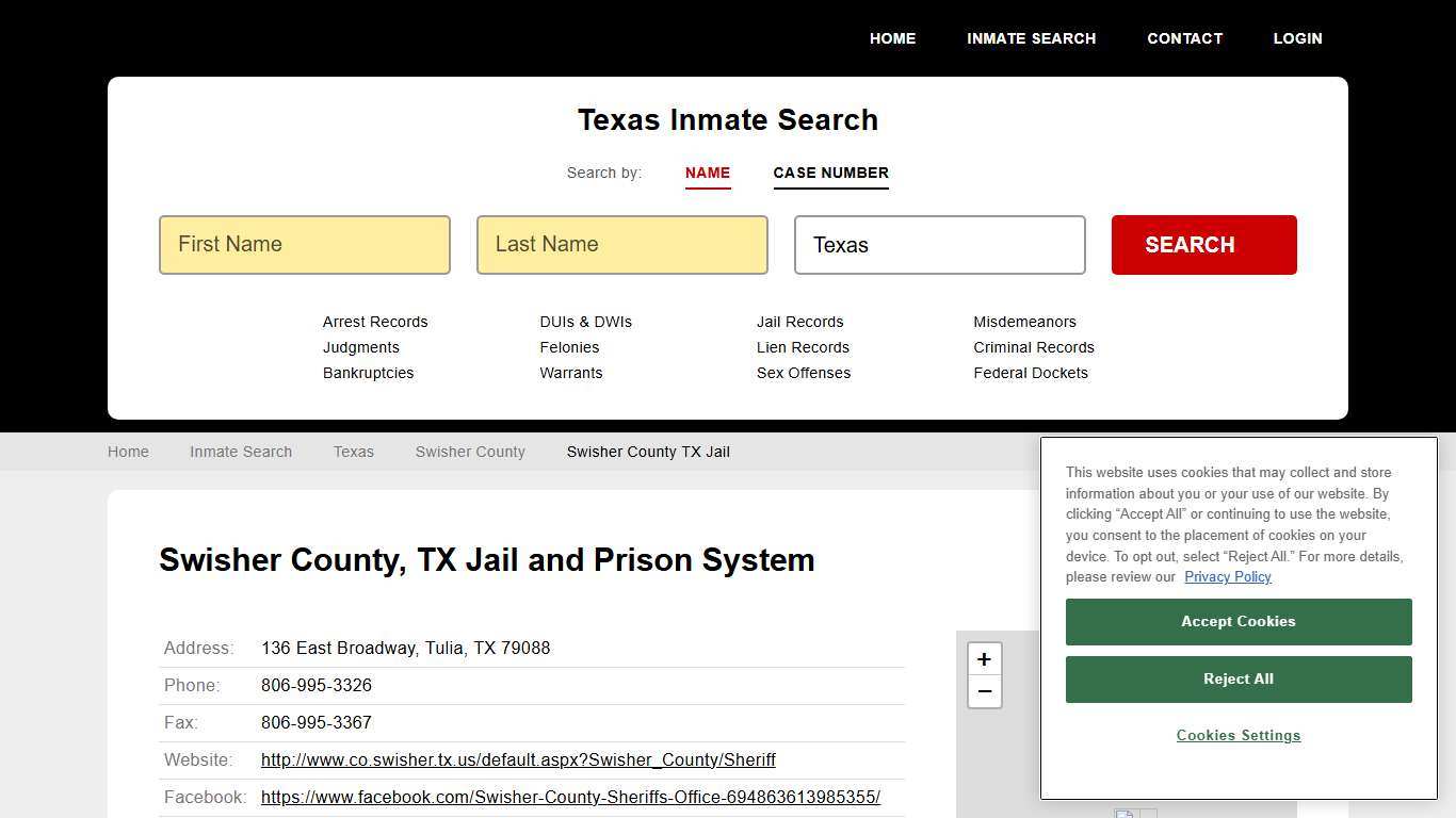 Swisher County TX Jail Inmate Records Search, Texas - StateCourts